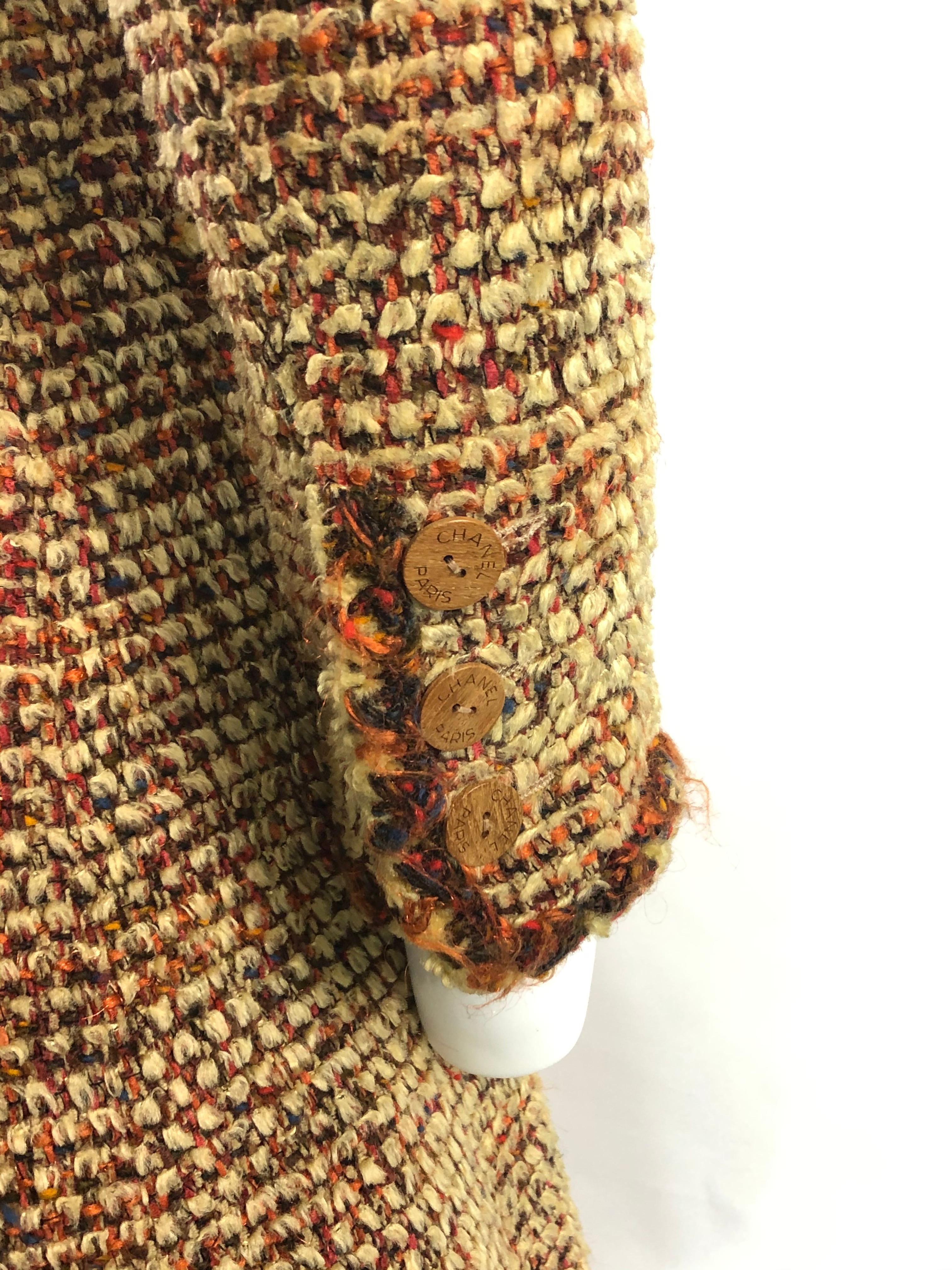 Vintage CHANEL Brown Tweed Coat Size FR34 2