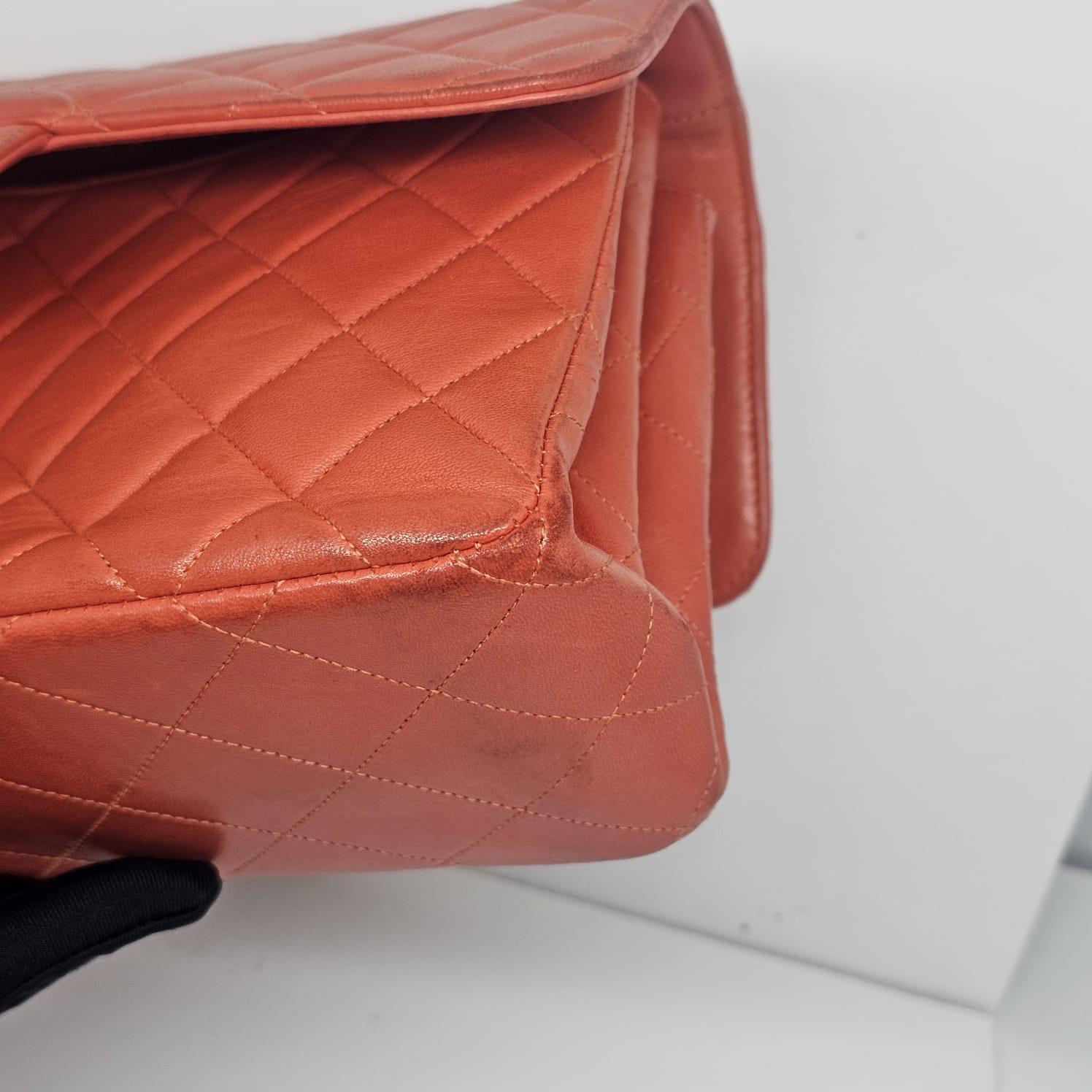 Vintage Chanel Burnt Orange Lammfell Medium Biface Flap Tasche im Angebot 6