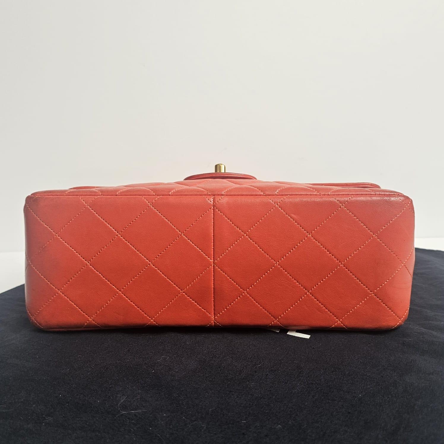 Vintage Chanel Burnt Orange Lammfell Medium Biface Flap Tasche im Angebot 7