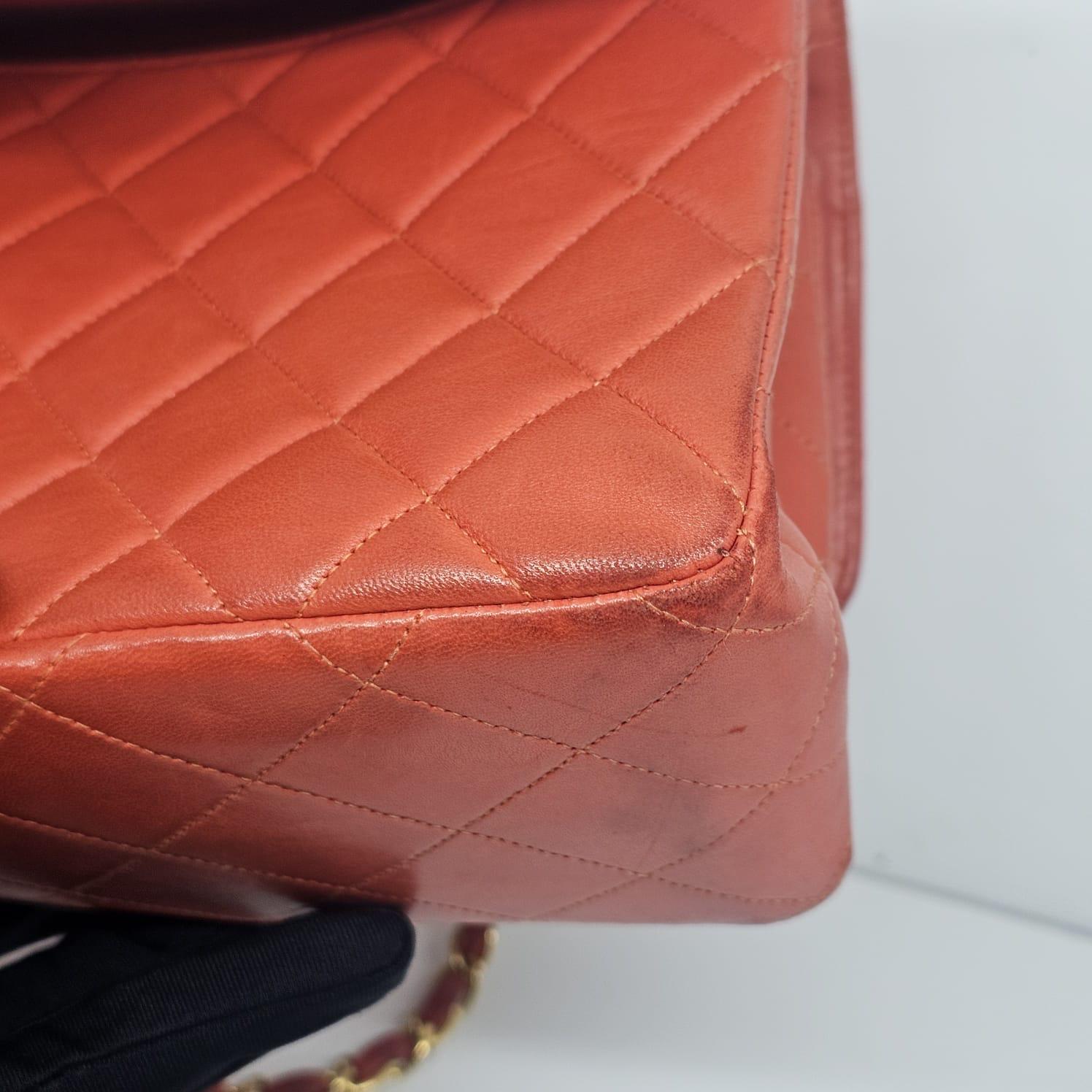 Vintage Chanel Burnt Orange Lammfell Medium Biface Flap Tasche im Angebot 3