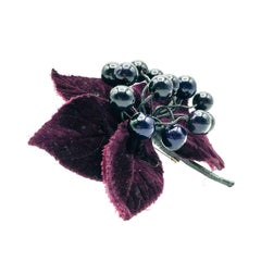Vintage Chanel by Lagerfeld Large Deep Purple Silk Velvet Corsage Brooch 1980s