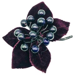 Vintage Chanel by Lagerfeld Large Deep Purple Silk Velvet Corsage Brooch 1980s Vintage Chanel by Lagerfeld Large Deep Purple Silk Velvet Corsage Brooch 1980s