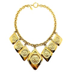 Vintage Chanel by Lagerfeld Rhombus Logo Charm Necklace 1980s