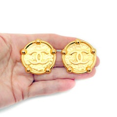 Vintage Chanel by Lagerfeld Statement CC Disc Earrings 1984