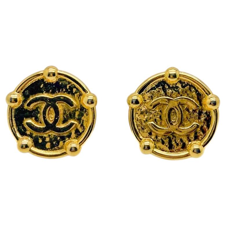 Vintage Chanel by Lagerfeld Statement CC Disc Ohrringe 1984
