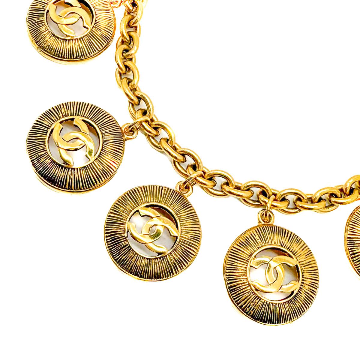 Women's or Men's Vintage Chanel by Lagerfeld Sunburst Logo Charm Necklace 1980s For Sale