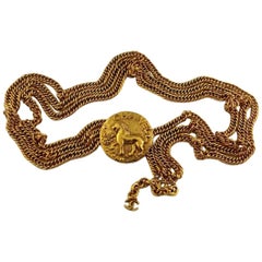 Vintage CHANEL by Robert Goossens Lion Medallion Triple Chain Necklace Belt