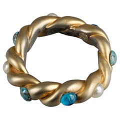 Retro CHANEL by VICTOIRE de CASTELLANE Gripoix Twisted Rope Bangle Bracelet