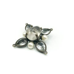 Vintage Chanel by Lagerfeld Byzantine Tumbled Rock Crystal Cruciform Brooch 1997