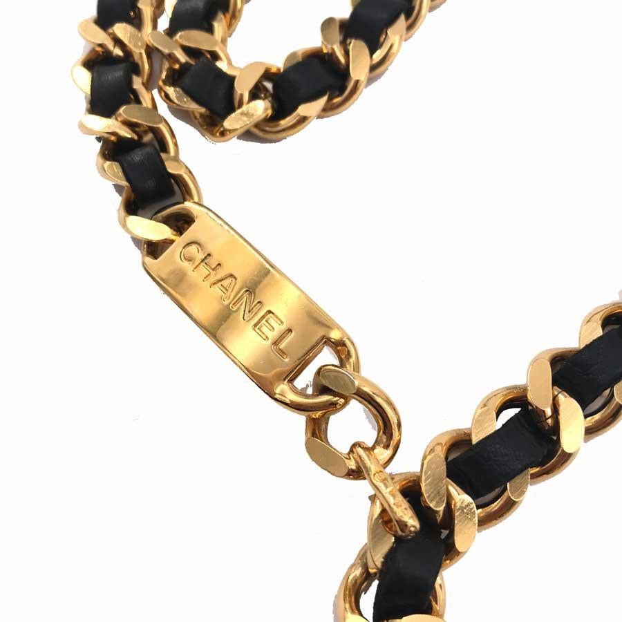 Women's Vintage CHANEL Cambon Belt in Gilt Metal and Leather Chain