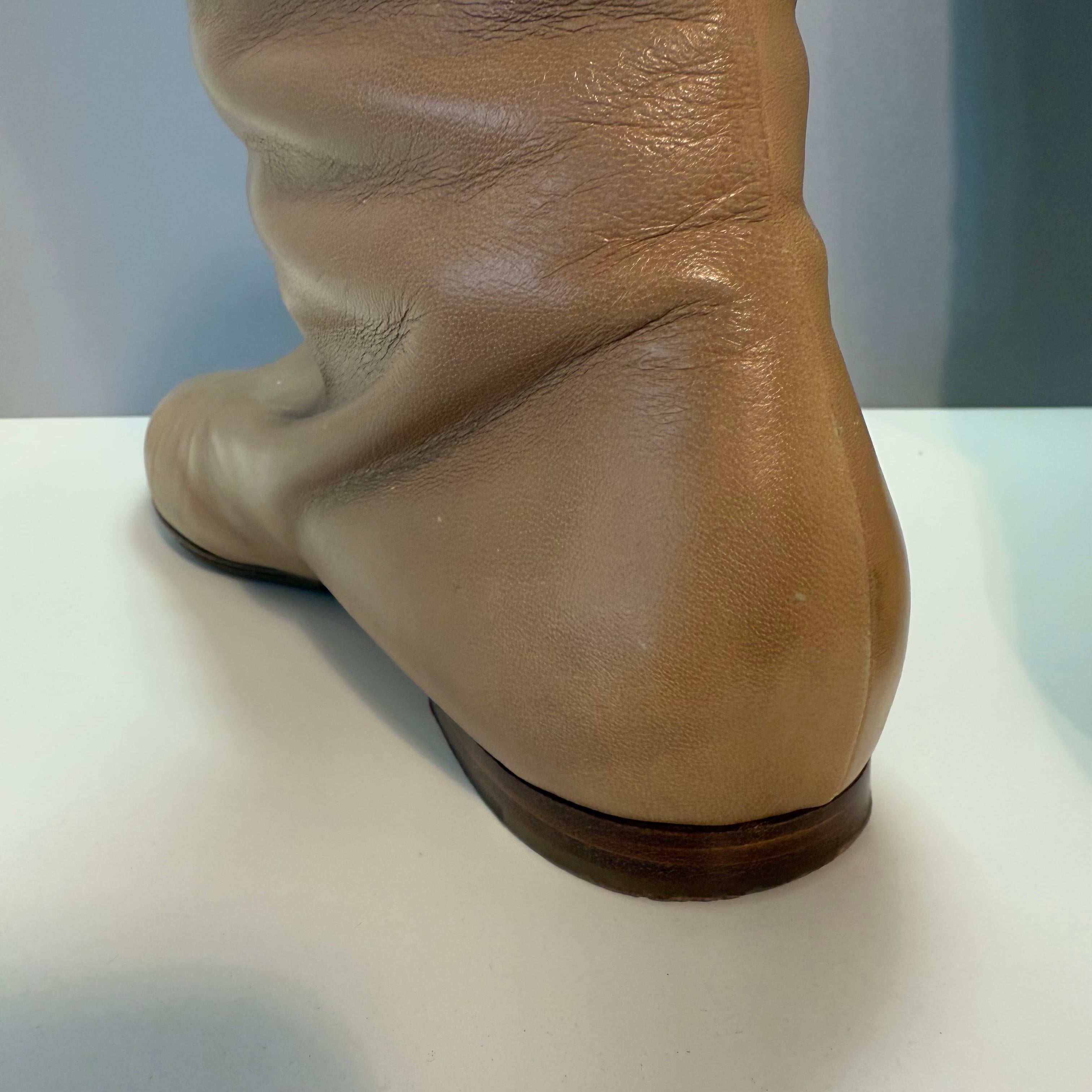Vintage Chanel Camel Leather Boots IT 39 For Sale 1