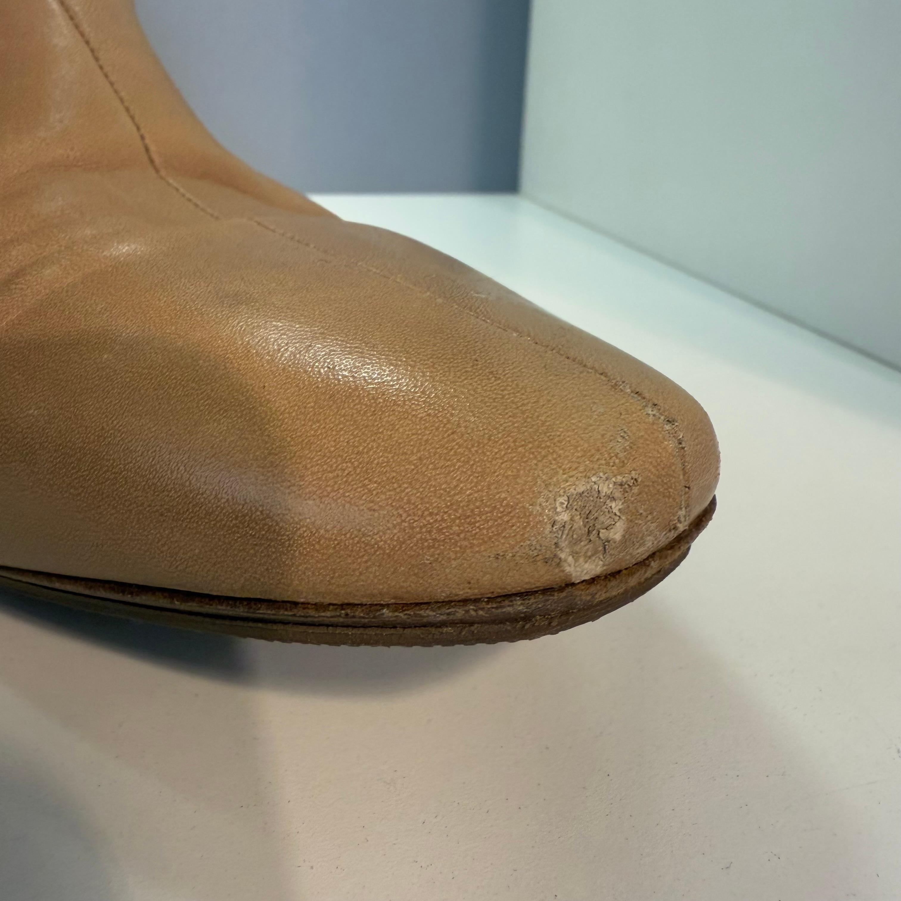 Vintage Chanel Camel Leather Boots IT 39 For Sale 2