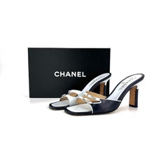 Vintage Chanel Camellia Mini Buckles Slip On Mules Sandals 38