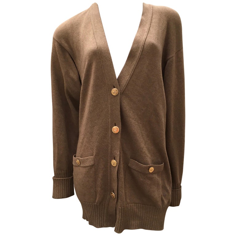 Vintage Chanel Cardigan Sweater Cashmere Timeless Classic For Sale at 1stDibs