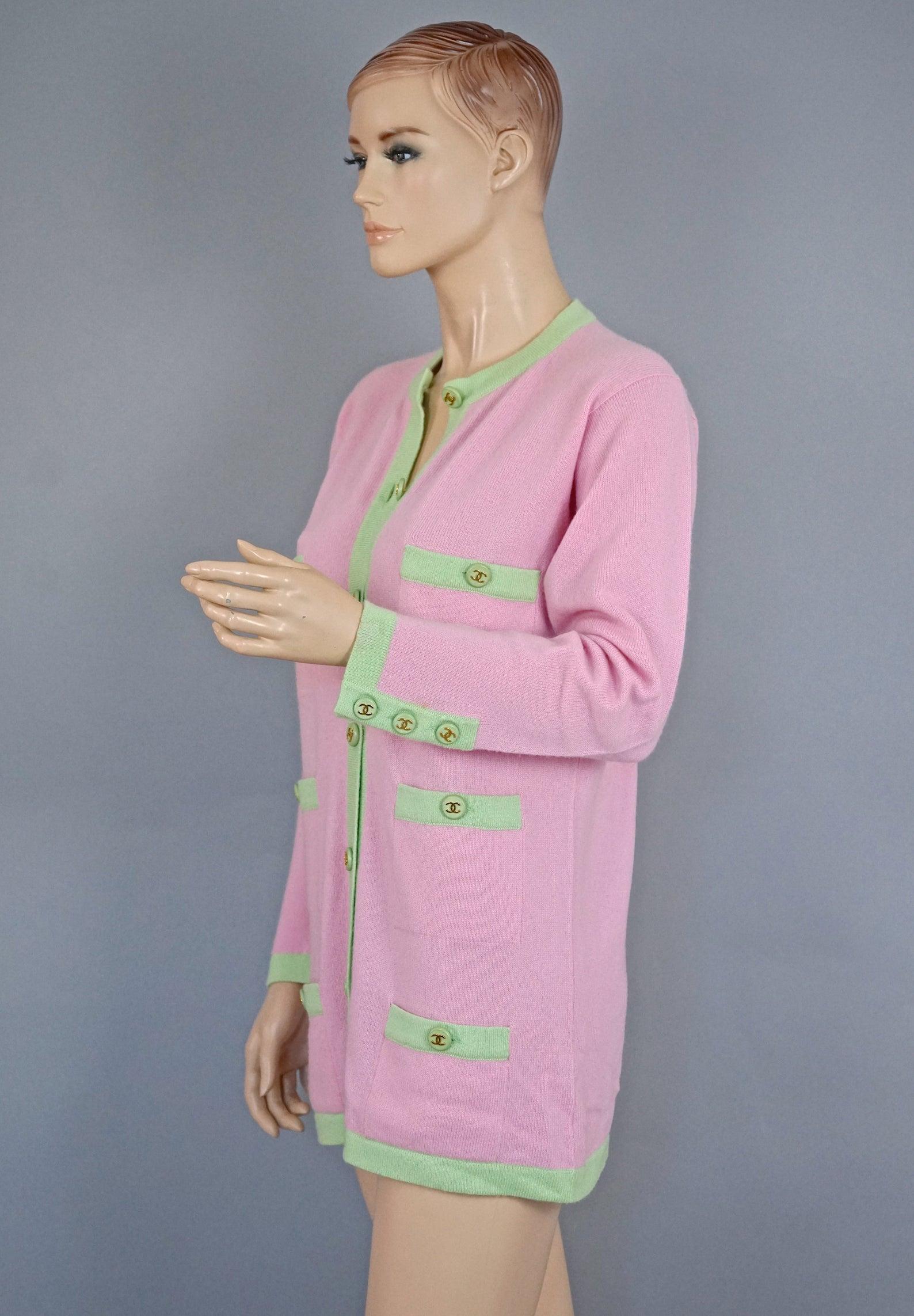 pink and green cardigan