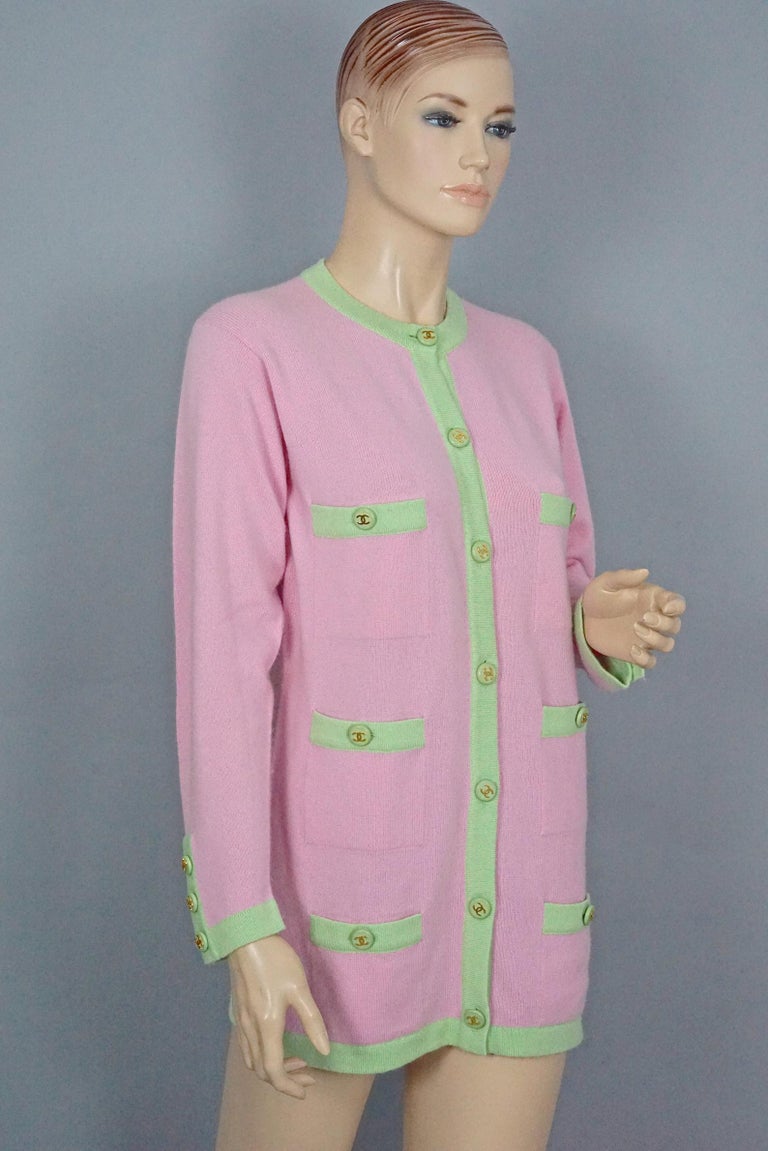 00’s Pink Green Rainbow Knit Cropped Cardigan by Catherine André main image 1