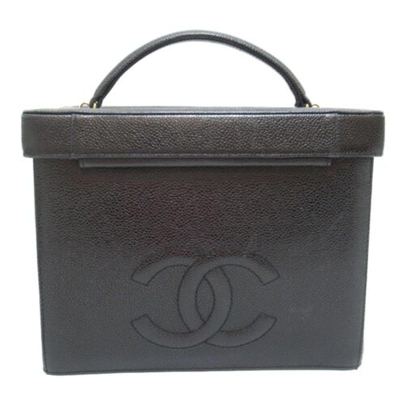 Vintage Chanel Caviar Double Side CC Hand bAg Vanity For Sale 4