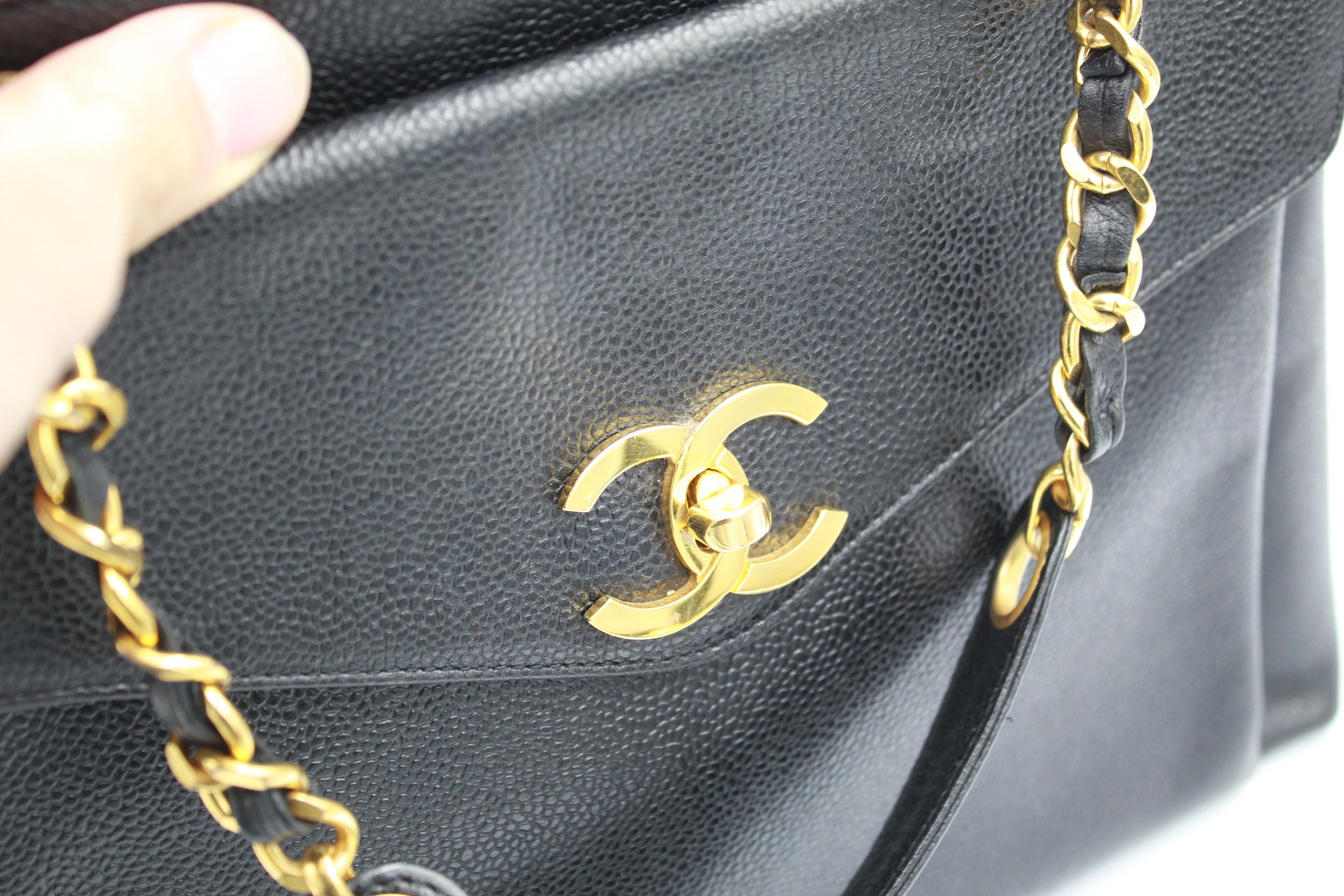 Vintage Chanel Caviar  Shopper Bag with Mademoiselle Timeless Clasp 3
