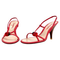 Vintage Chanel CC Ladybug Karl Lagerfeld Strappy Slingback Heeled Sandals 36