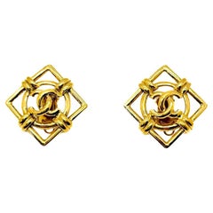 Vintage Chanel CC Logo Nautical Inspired Earrings 1990
