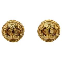 Vintage Chanel CC Logo Nest Earrings 1994