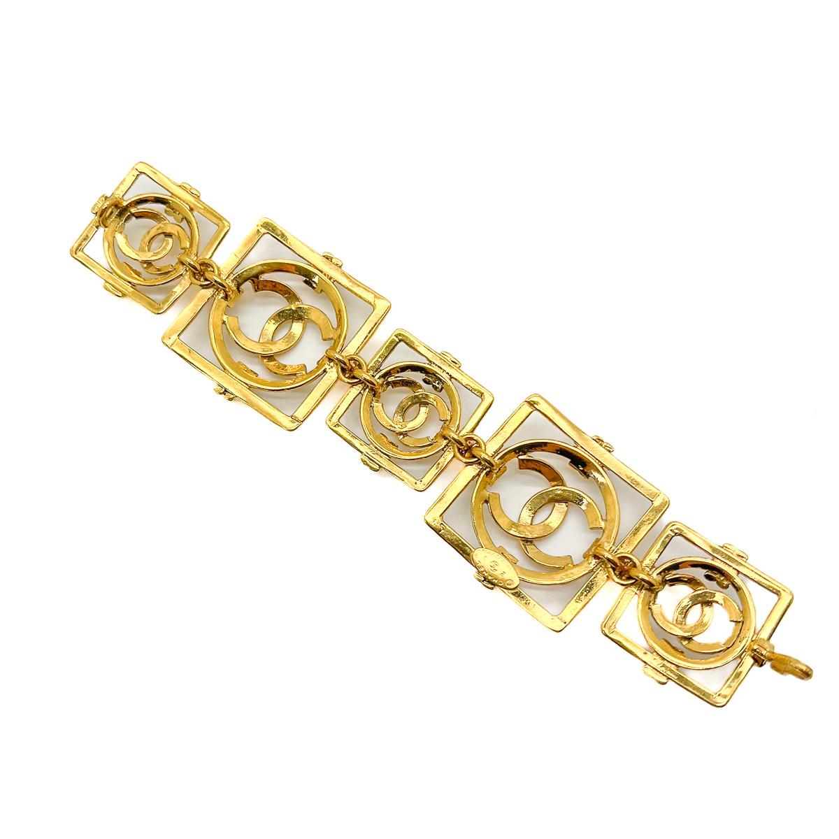 Vintage Chanel CC Logo Panel Cuff 1990 For Sale 2