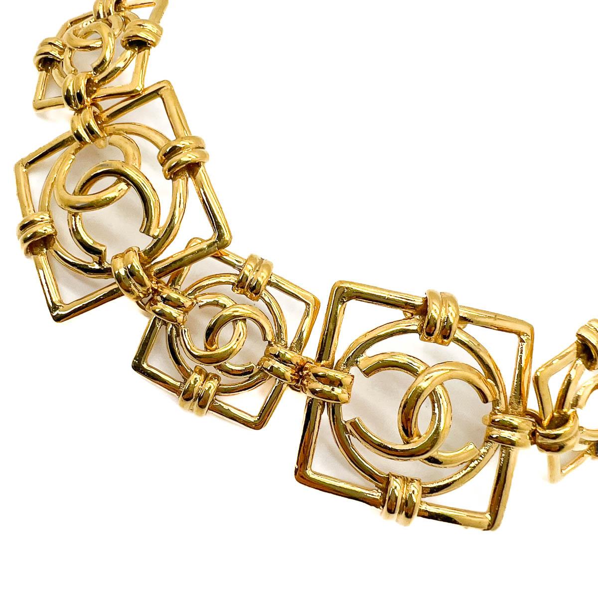 Vintage Chanel CC Logo Panel Cuff 1990 For Sale 4