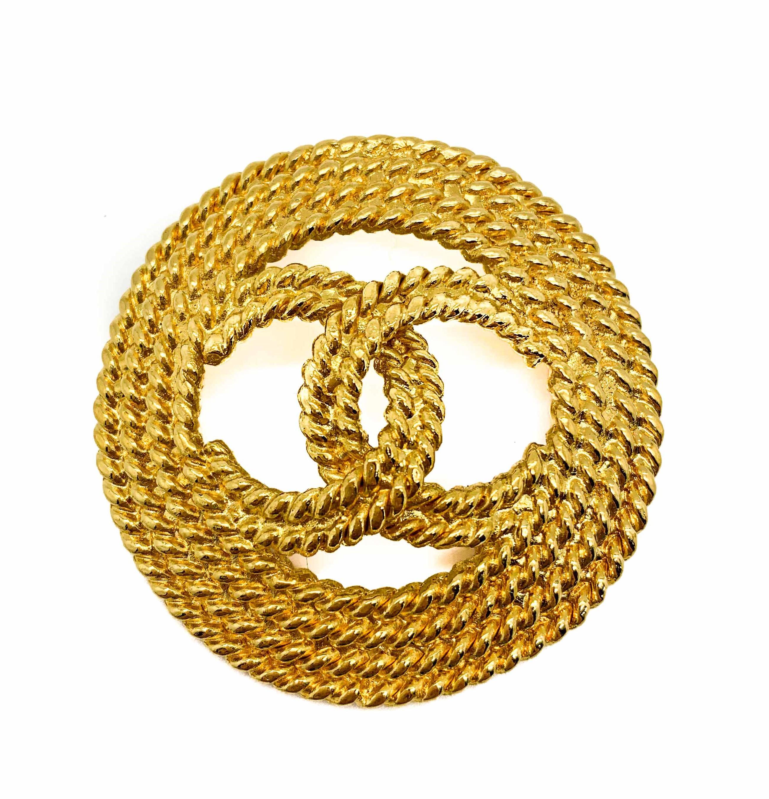 Vintage Chanel CC Logo Seilbrosche 1989 im Angebot 2