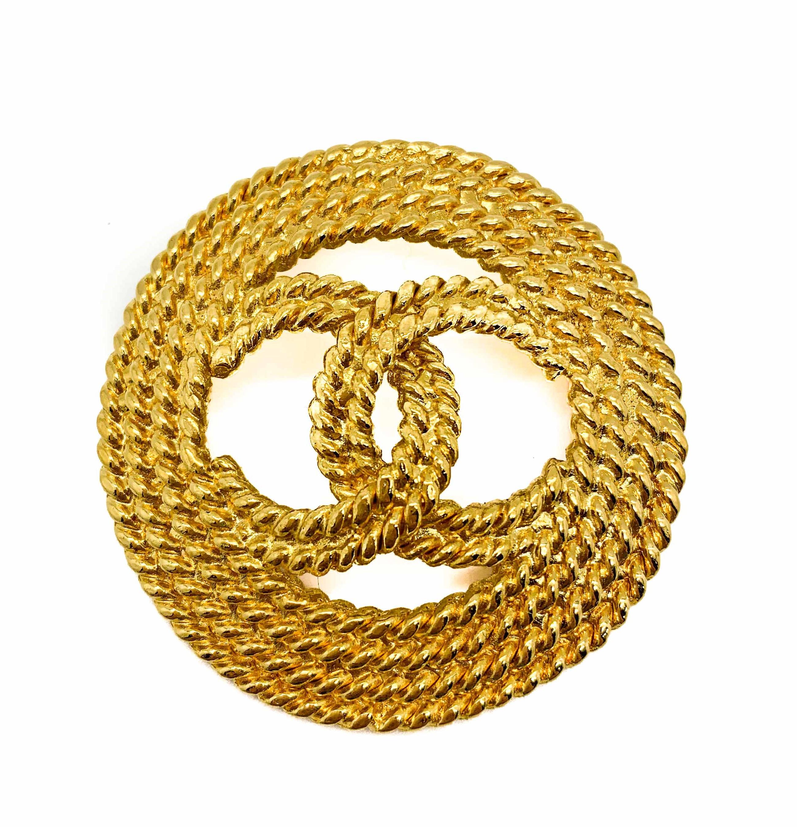 Chanel Broche vintage en corde avec logo CC, 1989 en vente 2