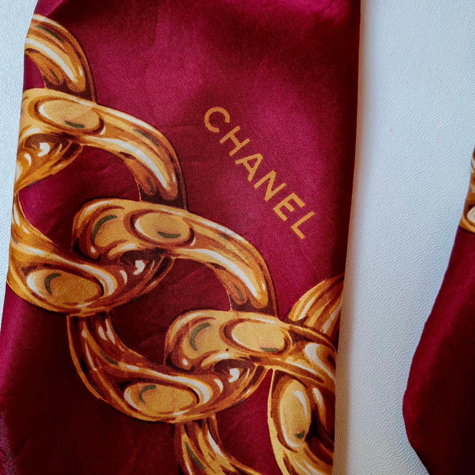 Women's or Men's Vintage Chanel CC Logo Silk 90 Scarf For Sale