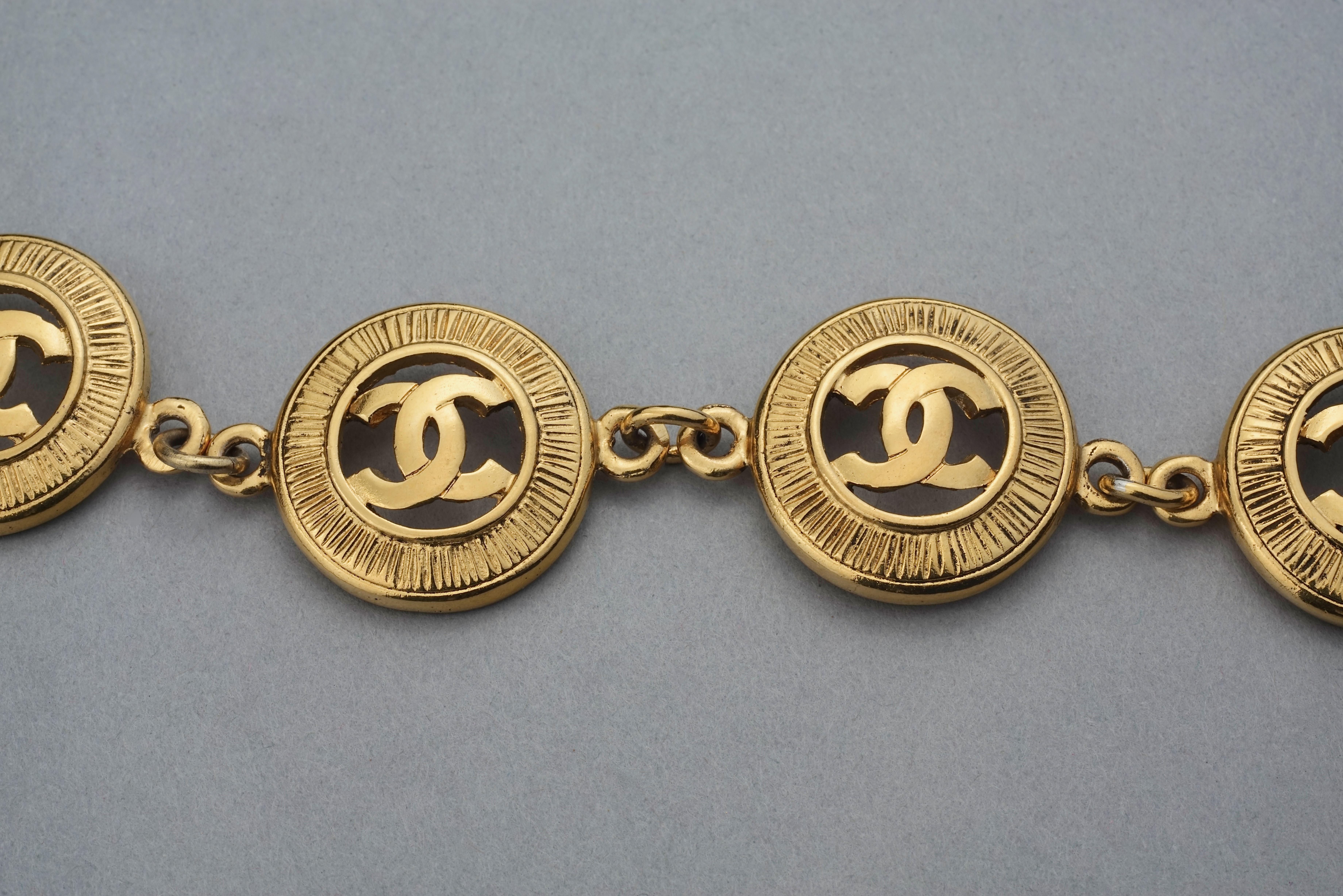 Women's or Men's Vintage CHANEL CC Logo Sunburst Openwork Medallion Charm Necklace