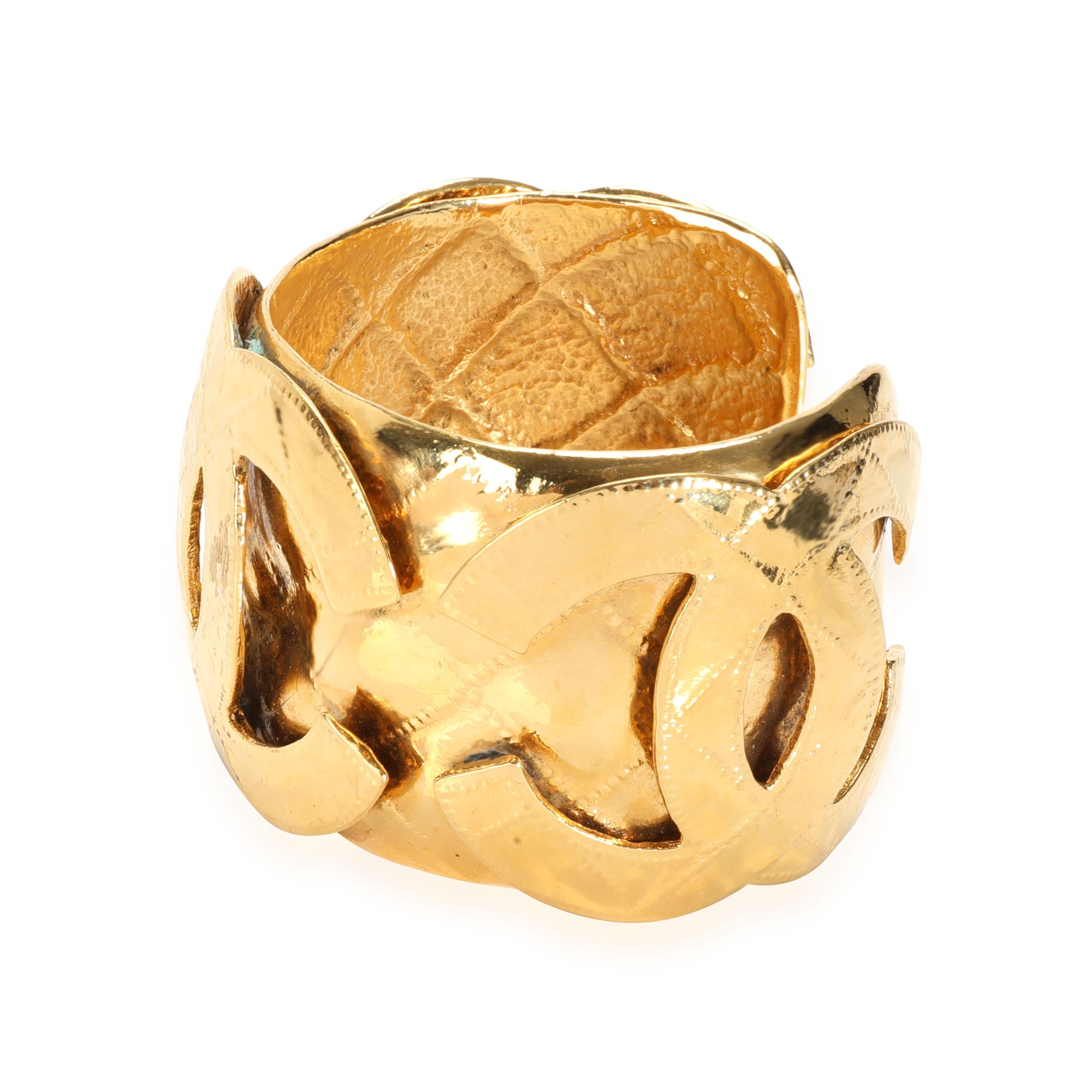 Vintage Chanel CC Metalesse 1994 Frühjahr Kollektion Vergoldete Manschette Damen