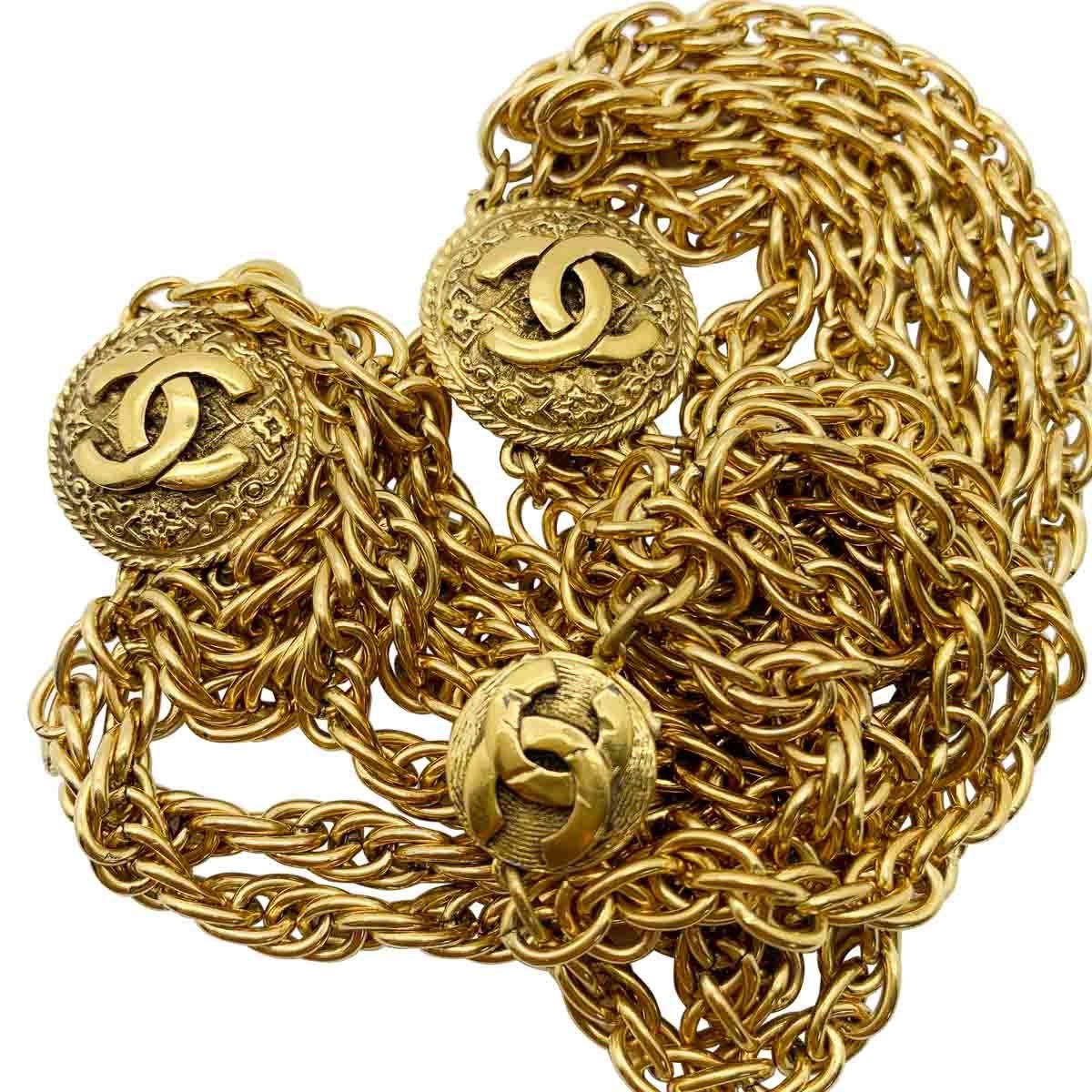 Collare vintage Chanel CC con catena a scacchiera anni '80 in vendita 1