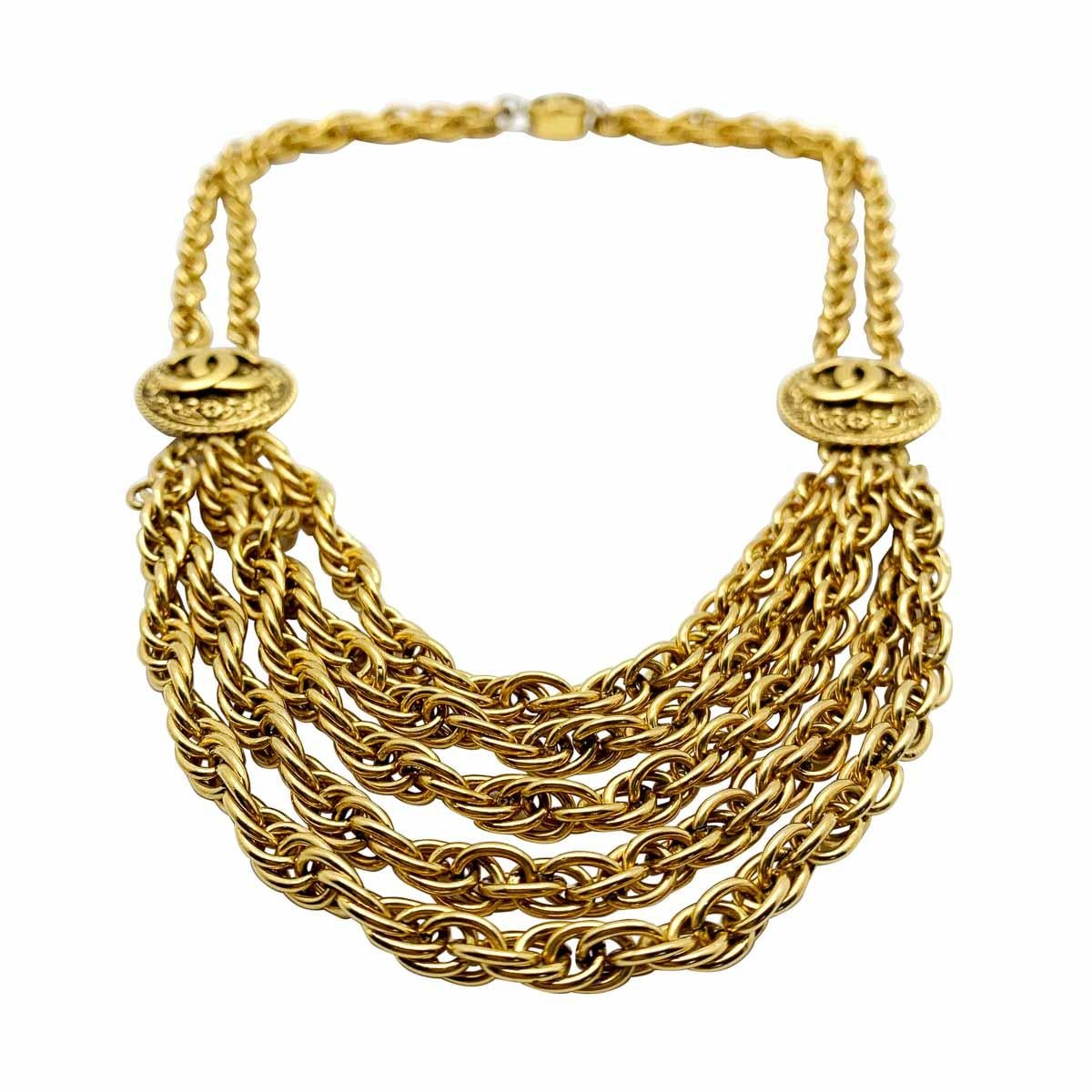 Vintage Chanel CC Swagged Chain Collar 1980s For Sale 1