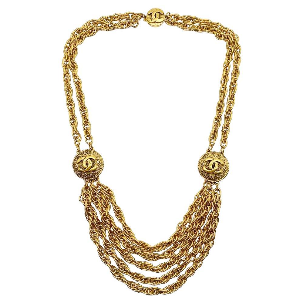 Vintage Chanel CC Swagged Chain Collar 1980s For Sale