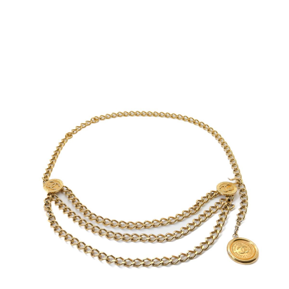 Vintage Chanel Kette Logo Charme Gürtel 1984 Damen im Angebot