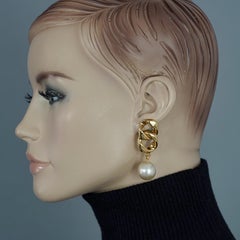 Vintage CHANEL Chain Pearl Dangling Earrings