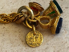 Vintage-CHANEL-Charm-Halskette von Karl Lagerfeld – Dreifach-Intaglio-Ring-Anhänger