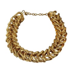 Vintage CHANEL Chunky Ring Link Chain Choker Necklace