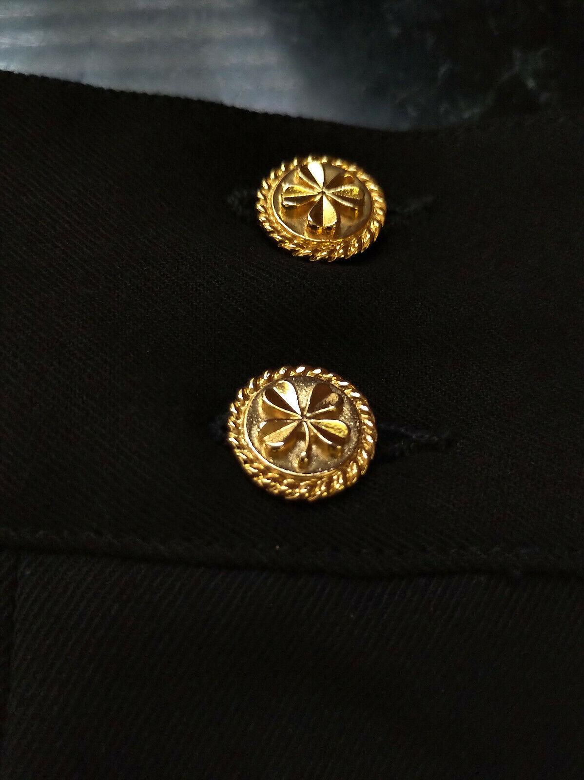 Vintage Chanel Classic 1980's Black (8) 18K Gold Plate Buttons Skirt FR 38/ US 6 3