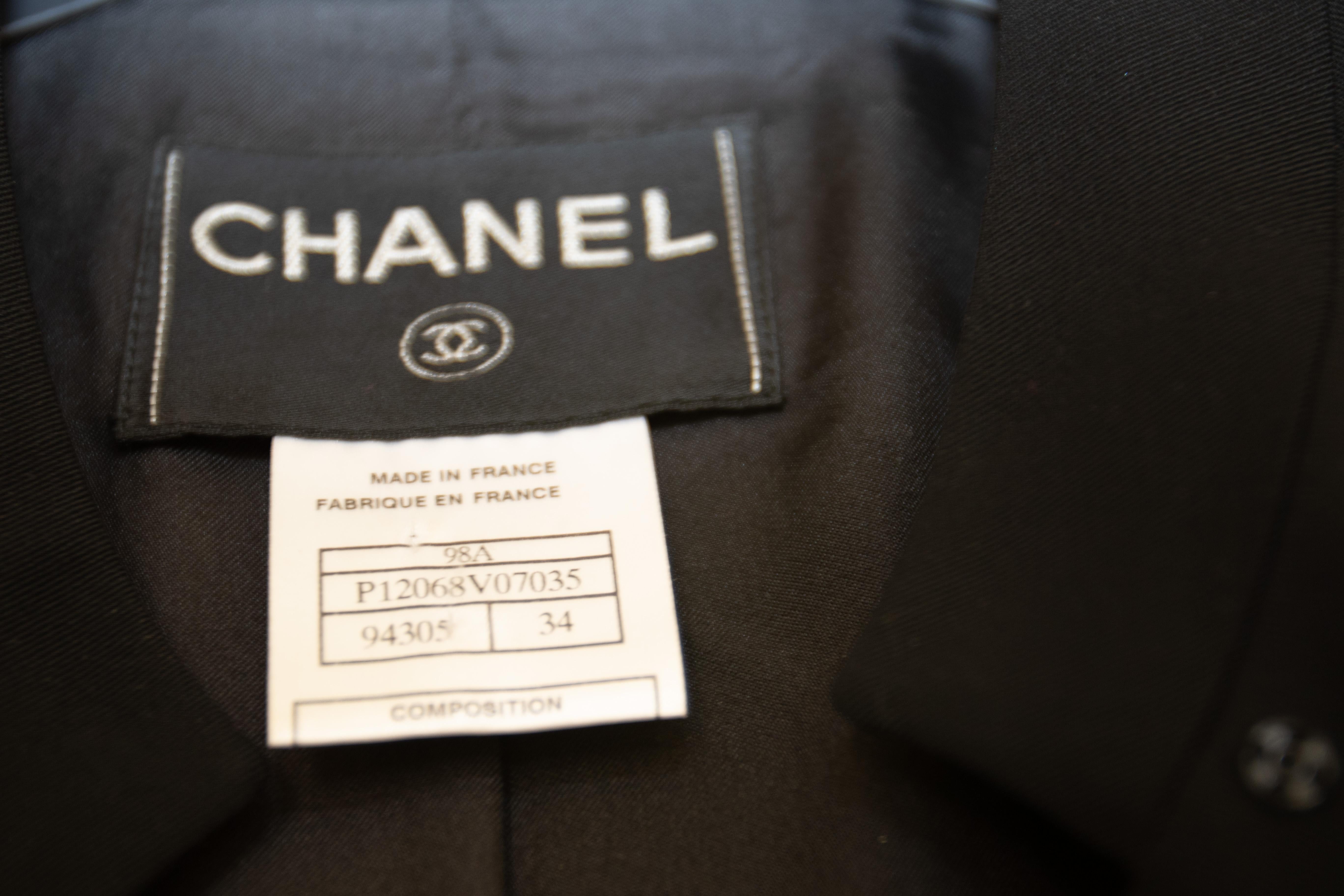 Vintage Chanel Classic Black Jacket 1998 For Sale 8