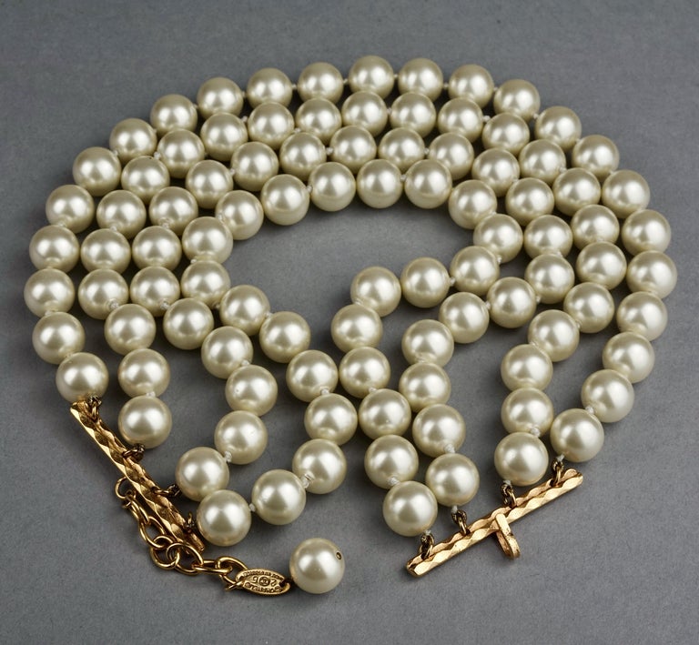 Vintage CHANEL Classic Multi Strand Pearl Choker Necklace 6