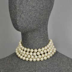 Vintage CHANEL Classic Multi Strand Pearl Choker Necklace