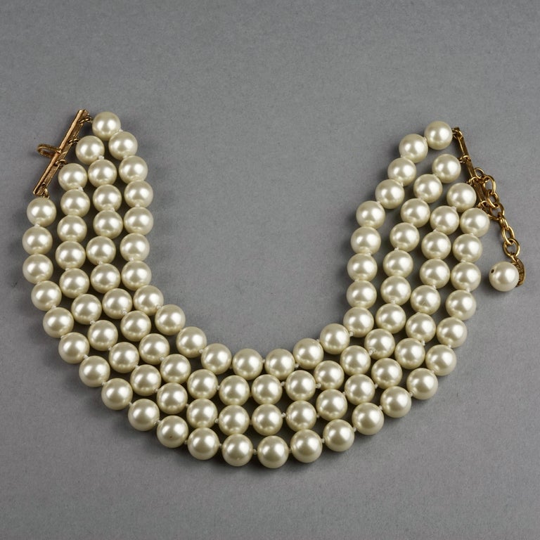 Vintage CHANEL Classic Multi Strand Pearl Choker Necklace at 1stDibs chanel pearl choker