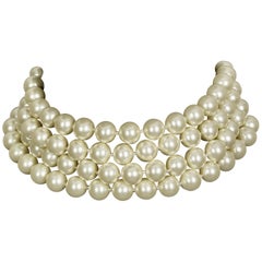 Vintage CHANEL Classic Multi Strand Pearl Choker Necklace