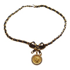 Vintage Chanel Coco Rhinestone Bow Choker Necklace