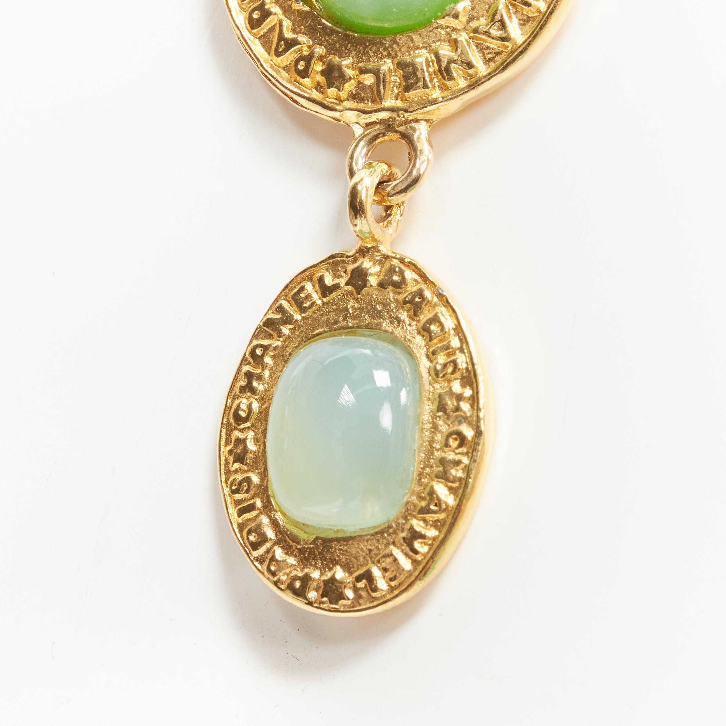 vintage CHANEL Collection 28 1991 jade turquoise green Gripoix pendent chain 1
