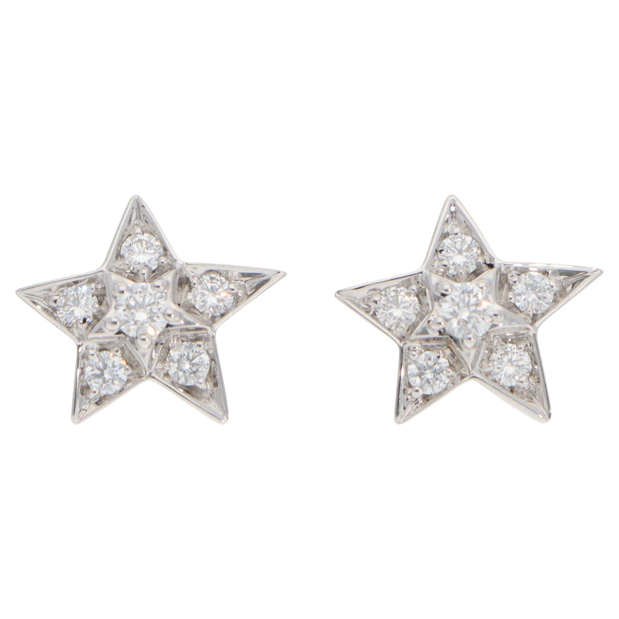 Pendientes vintage Chanel Comète Géode de oro blanco con diamantes en venta
