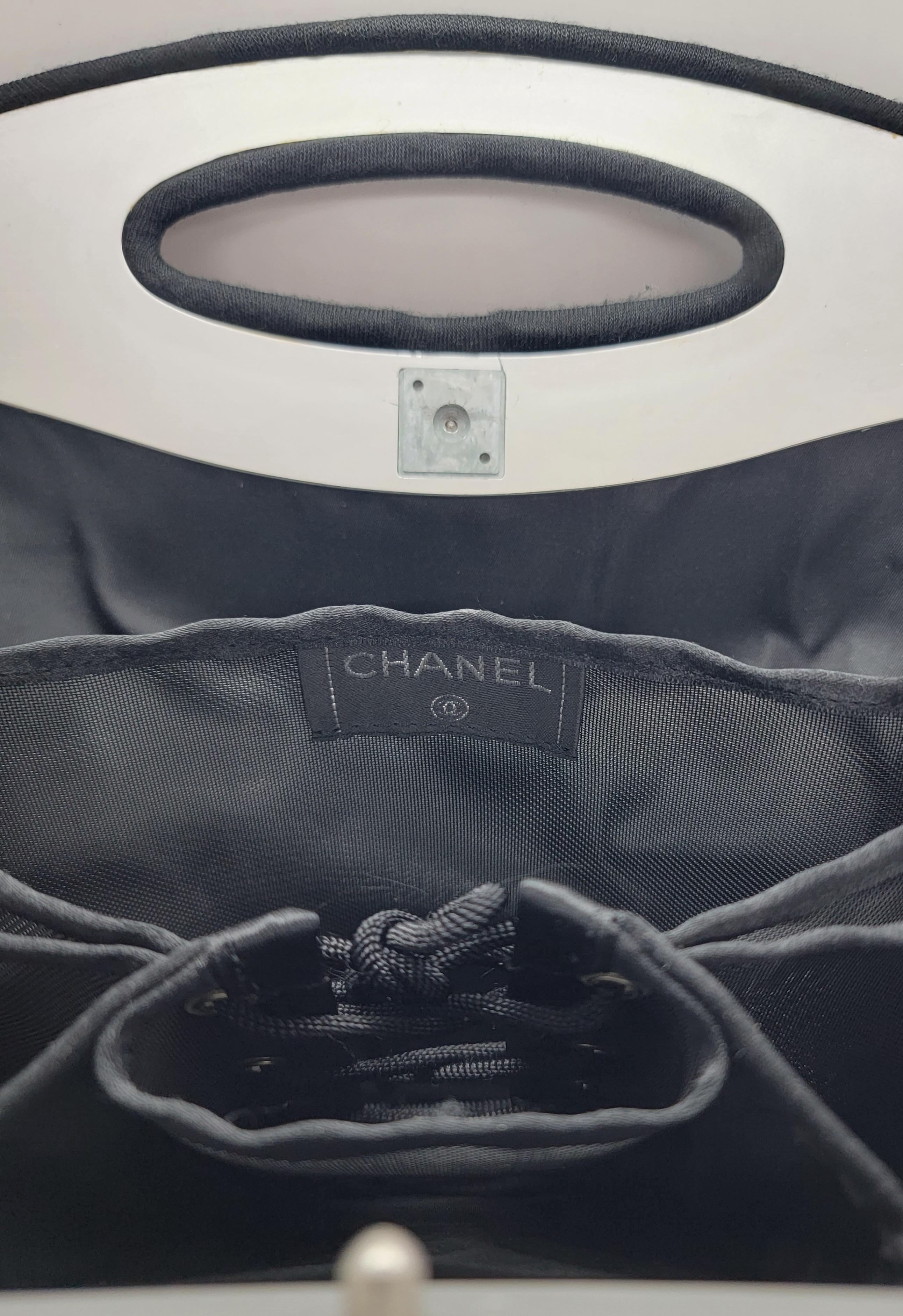 Vintage Chanel Contemporary Modern Tuxedo Black Canvas Handbag 2