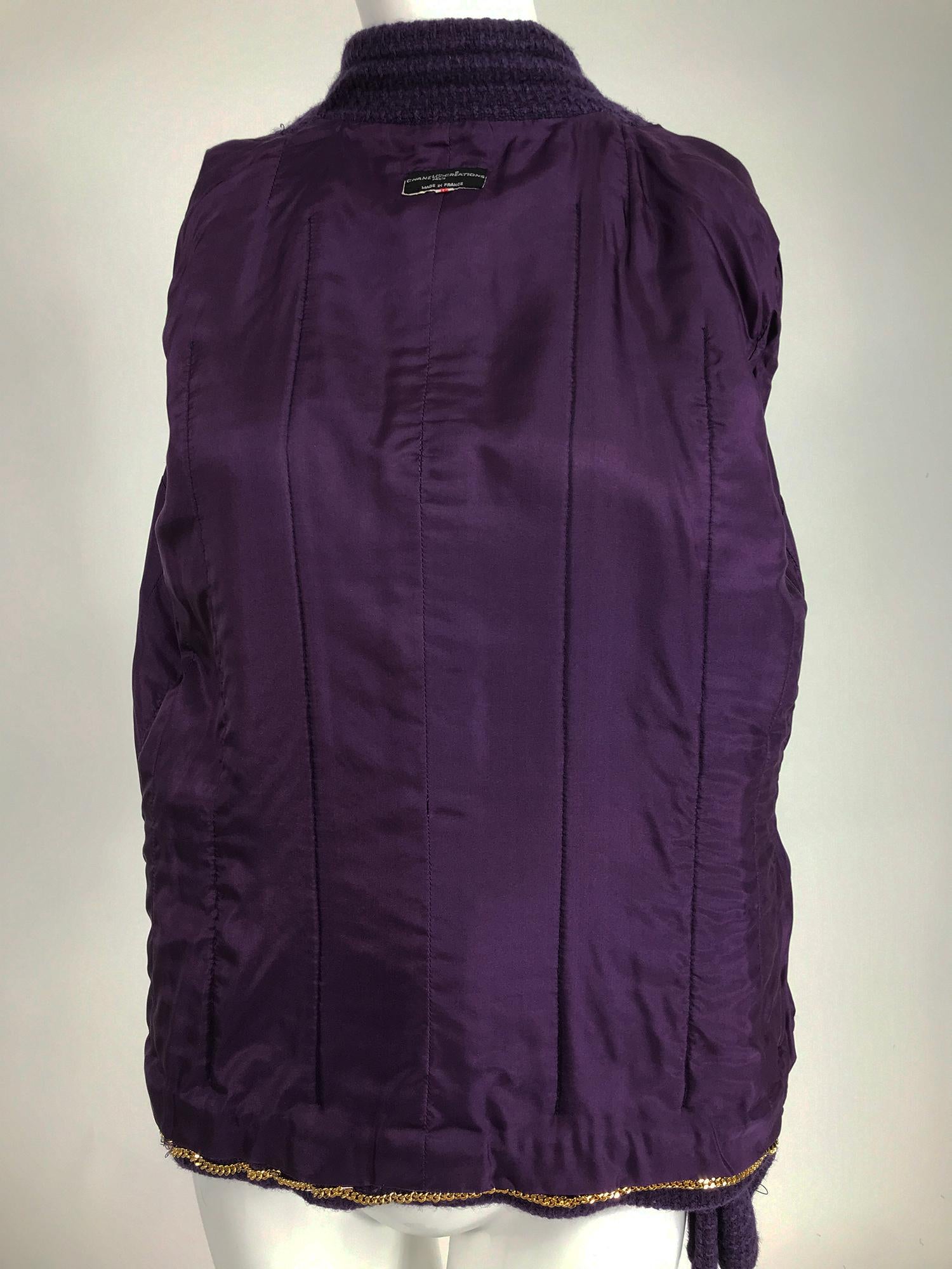 Vintage Chanel Kreationen strukturierte lila Wolle Rock Anzug 1970er im Angebot 8